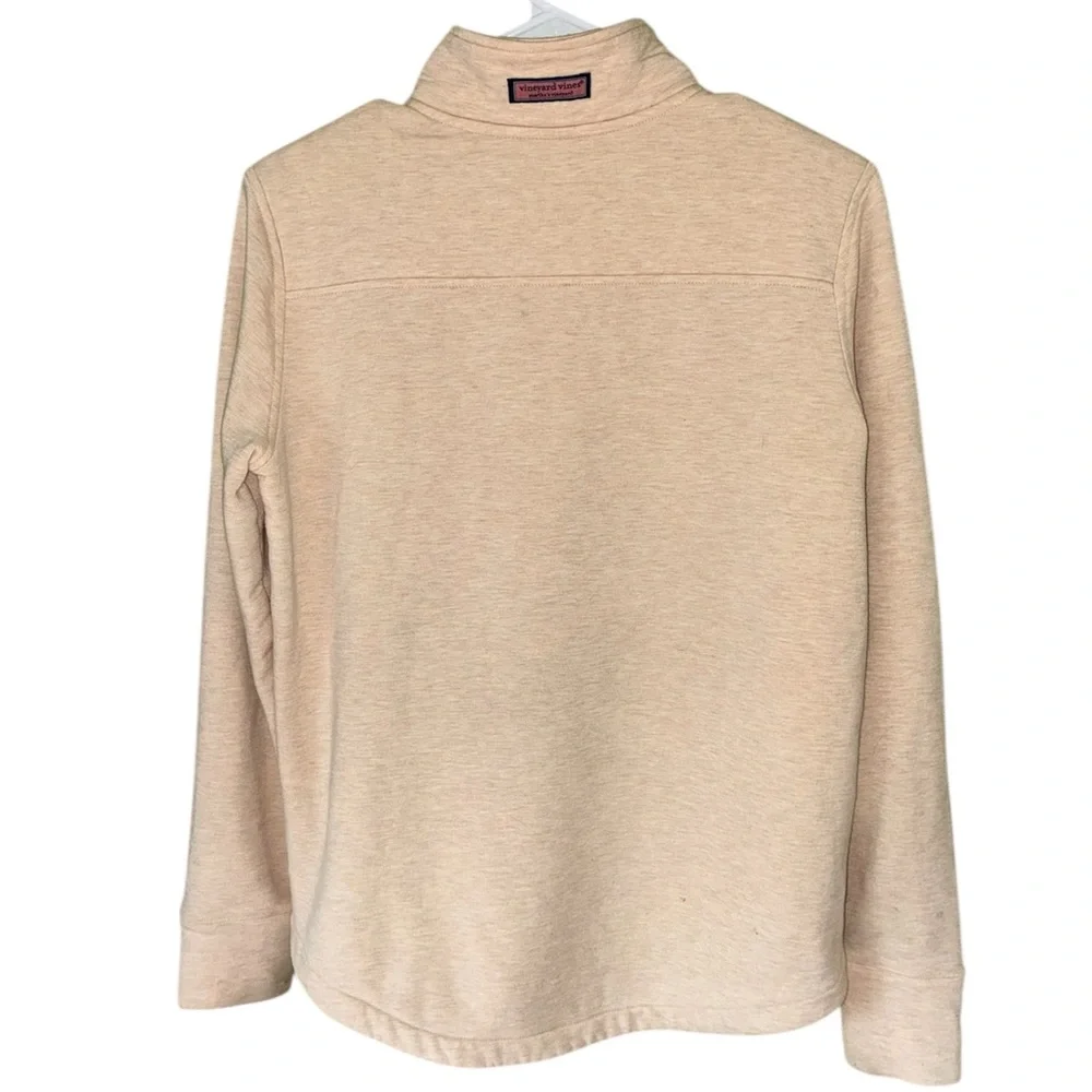 Vineyard Vines Women's Dreamscape Relaxed Shep Shirt Tan Quarter-Zip Heather Oat - Picture 6 of 8